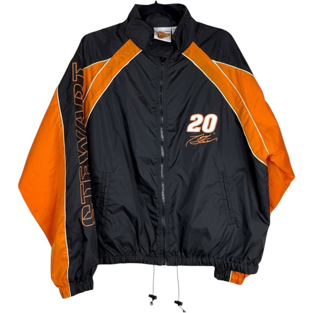 Winners Circle NASCAR Jacket Mens L Black Orange Racing Nylon Vintage 90s #20